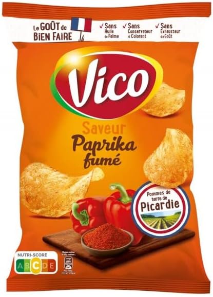 CHIPS CLASSIQUE SAVEUR PAPRIKA FUMÉ 125G, VICO, LOT DE 4