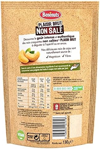 BENENUTS - Plaisir Brut Noix De Cajou Non Salé 130G - Lot De 3