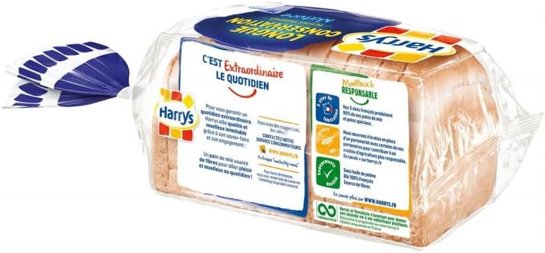 HARRYS Pan de Molde Natural De Mie Estable 250 g Paquete de 4