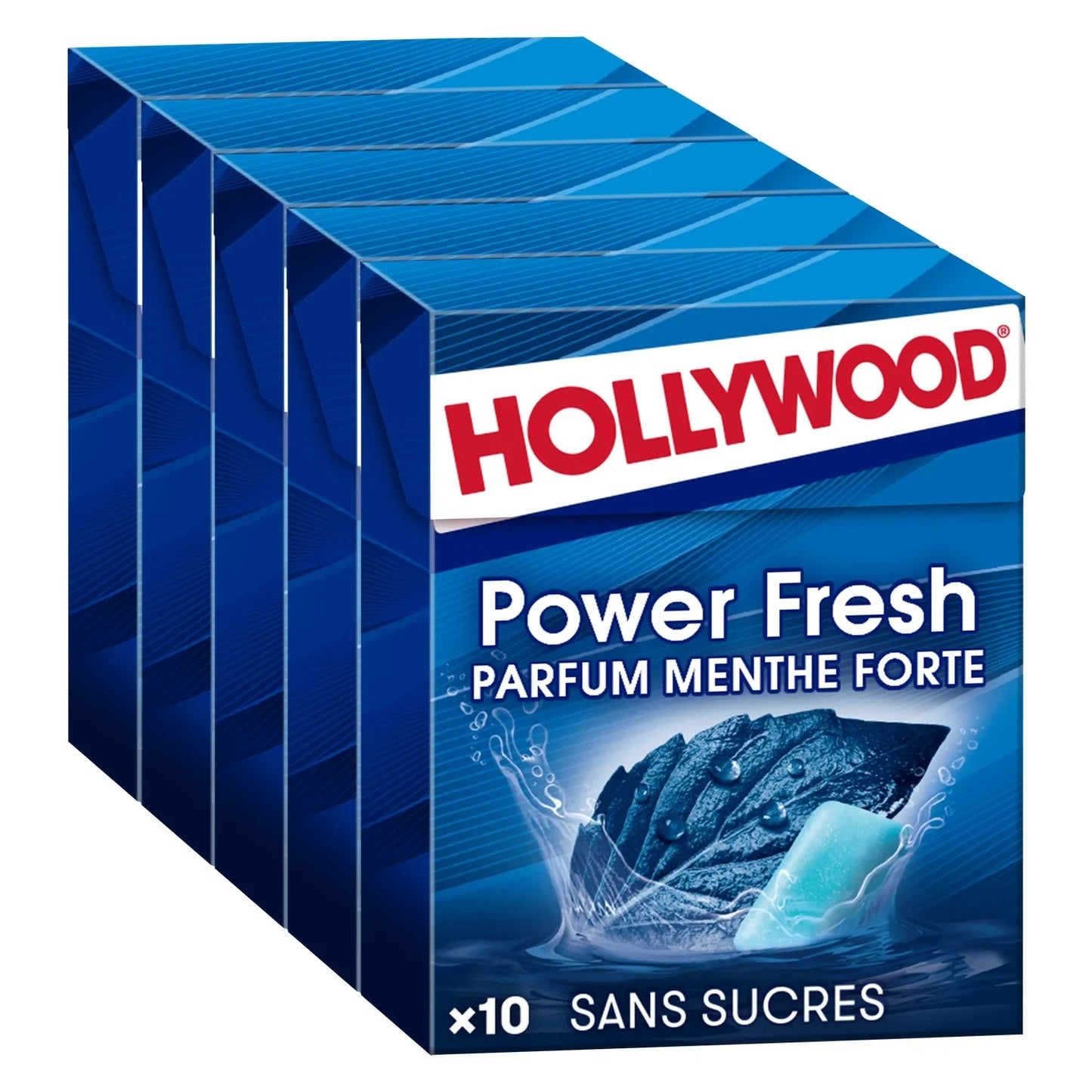 Hollywood Chewing gum powerfresh parfum menthe Forte - Le lot de 5, 14g