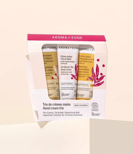Trio Crèmes Mains Noël Thé, Pain d’épices & Clémentine 100% BIO & Naturel cadeau