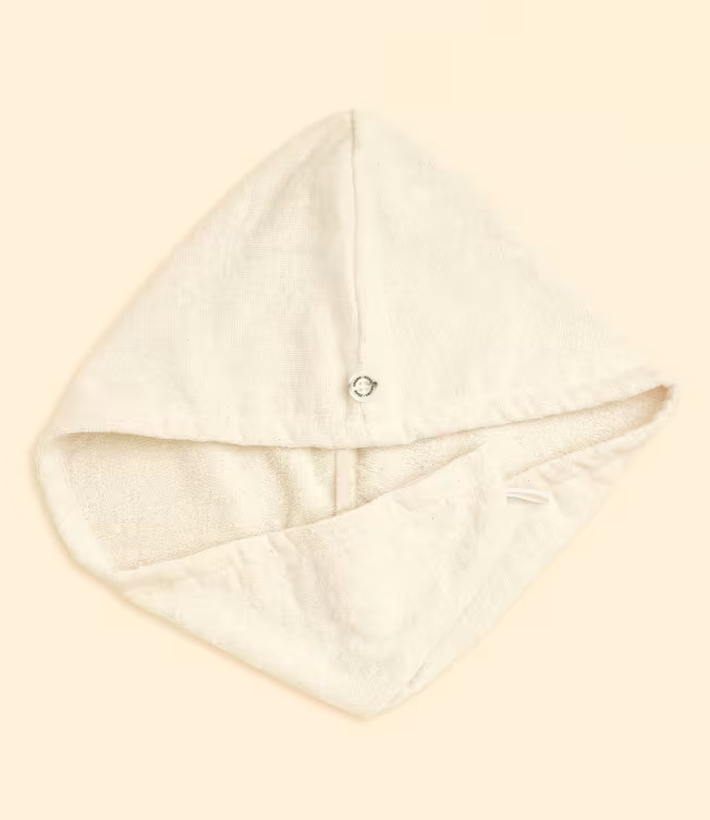 Aroma-zone serviette cheveux en coton bio protège et adoucit en forme de turban
