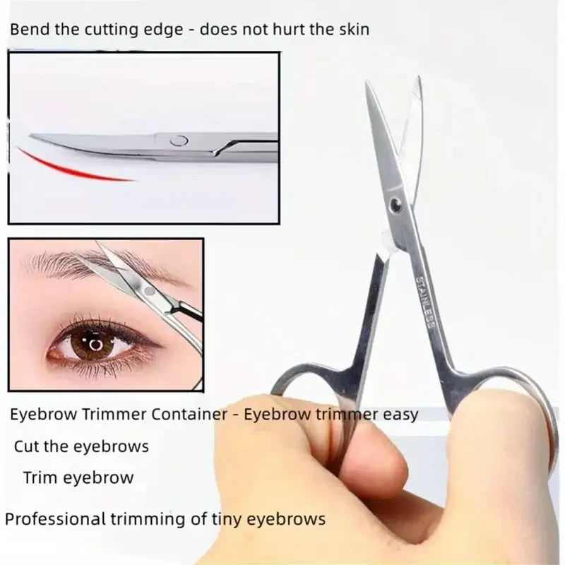 Ciseaux à sourcils et poils de nez, barbe, moustache, cils et ongles, Lot De 3