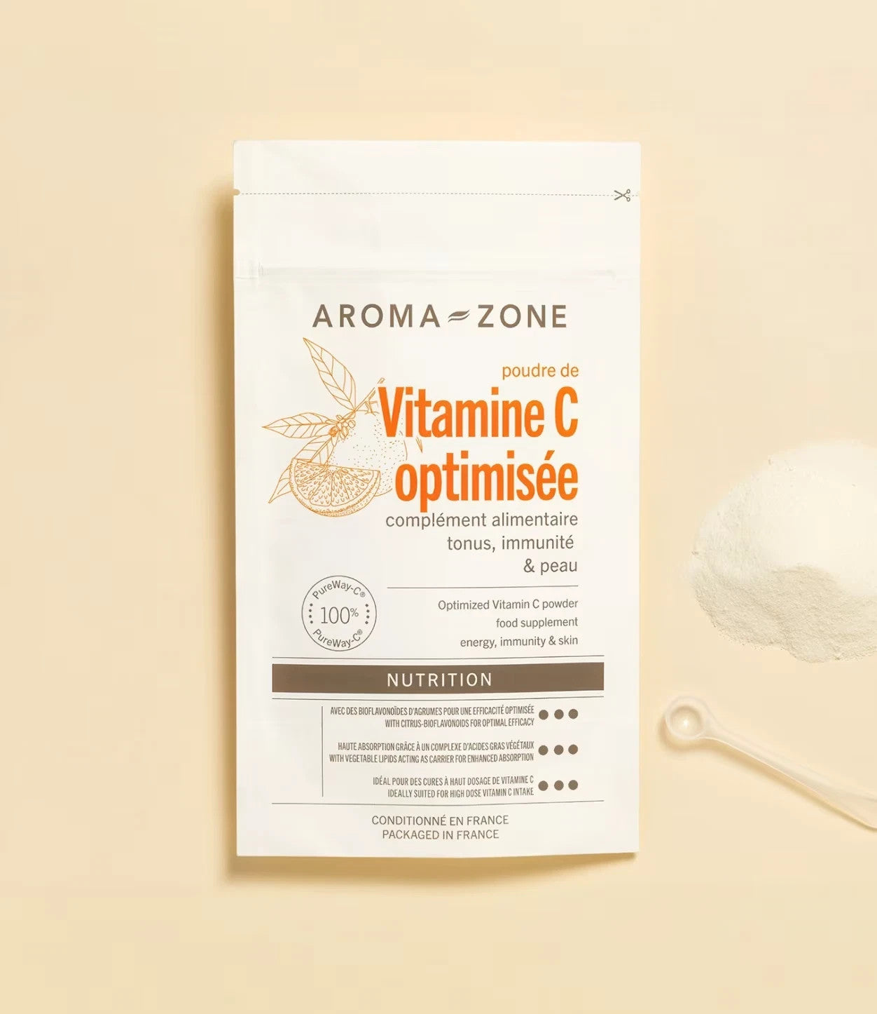AROMA-ZONE Vitamine C optimisée en poudre 150 G Complément alimentaire