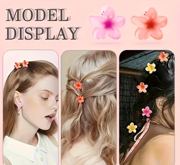 Lot de 6 petites pinces à cheveux en forme de fleur pour femme jolie coloré