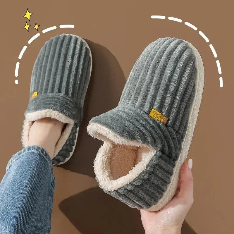 Chausson Hiver Peluche Femme Homme Pantoufle Chaude Maison Souple Confort