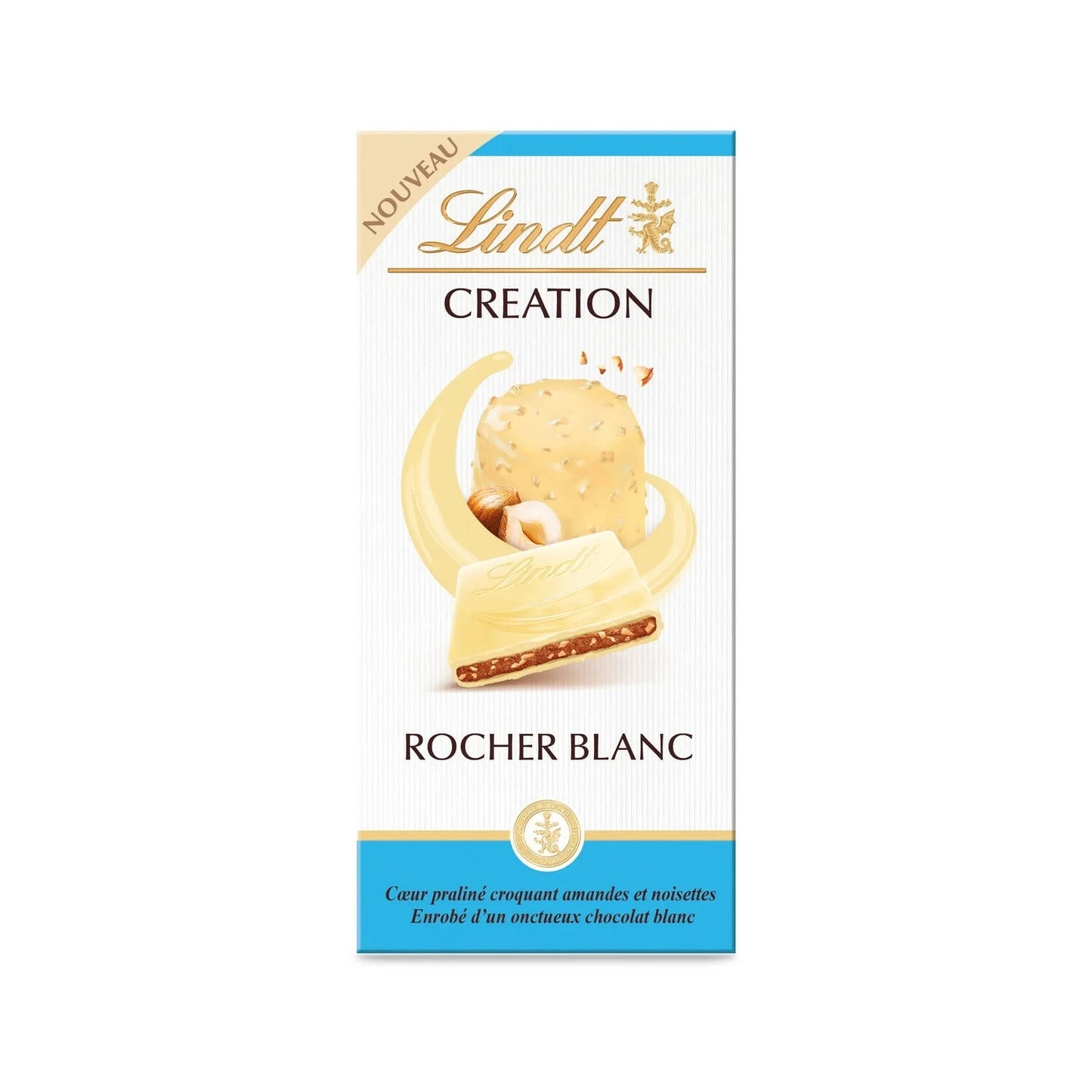 Tablette de Chocolat Blanc Rocher Blanc LINDT La tablette de 148g