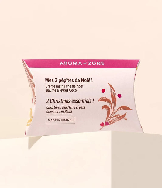 Aroma-Zone Coffret 2 Pépites Noël – Crème mains & Baume lèvres coco - cadeau