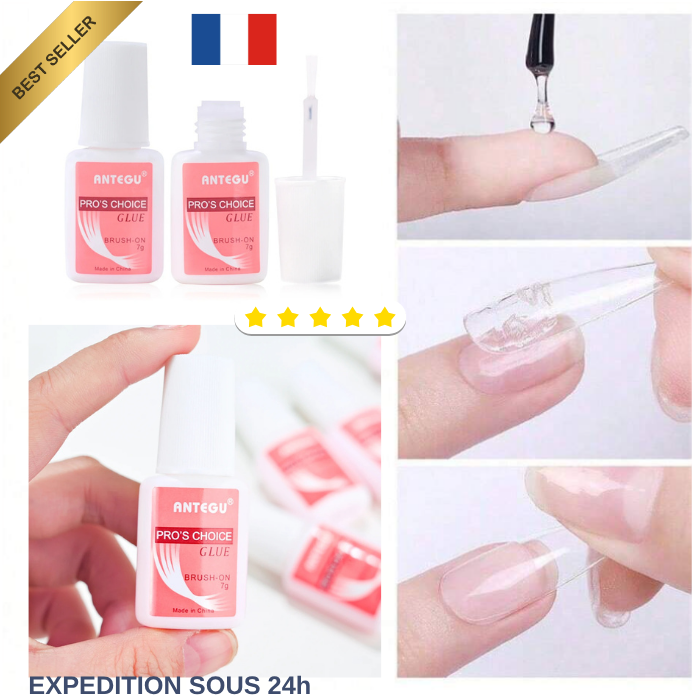 Colle avec Pinceau pour Faux Ongles Capsules Tips Manucure Nail Art Gel Réutilis