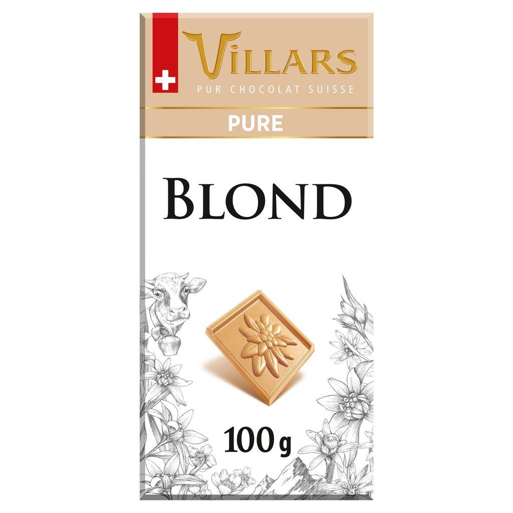 VILLARS - Tablette de chocolat Blond Pur 100G - Lot de 2