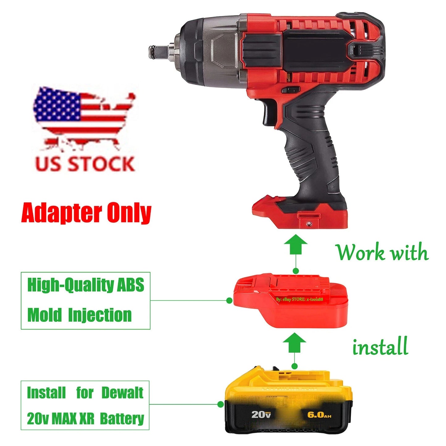 1 Adaptor for Dewalt 20V XR Battery To Power for Bauer 20V Tools- Adapter Only
