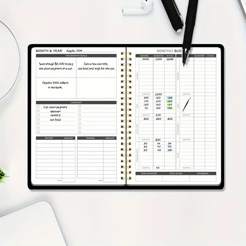 Bloc-note de planificateur budgétaire A5, Organisateur financier mensuel ANGLAIS