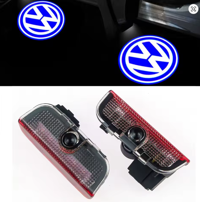 2x LED Projecteurs LED Bienvenue pour Portes VW - Compatible Golf, Touran, Caddy