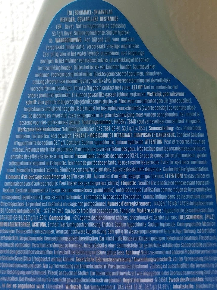 Anti moisissure et détachant 500 ml Washcat - Salle de bain - cuisine nettoyant