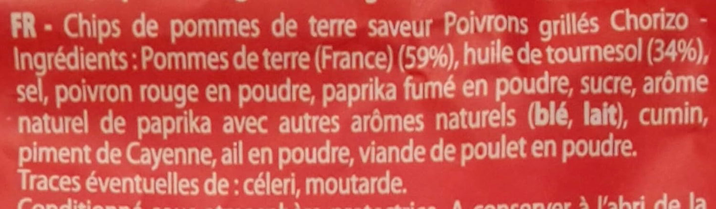 PATATAS FRITAS BRETS onduladas sabor Pimientos Asados Chorizo 125 G PACK DE 4