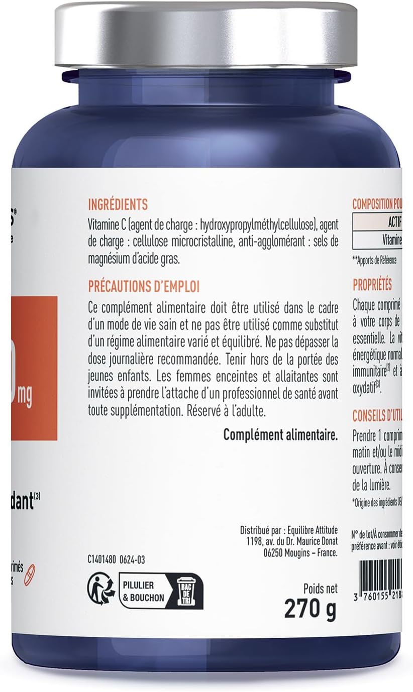 Vitamine C 1000 mg GRANIONS - Energie Immunité - 180 Comprimés Vegan Adulte