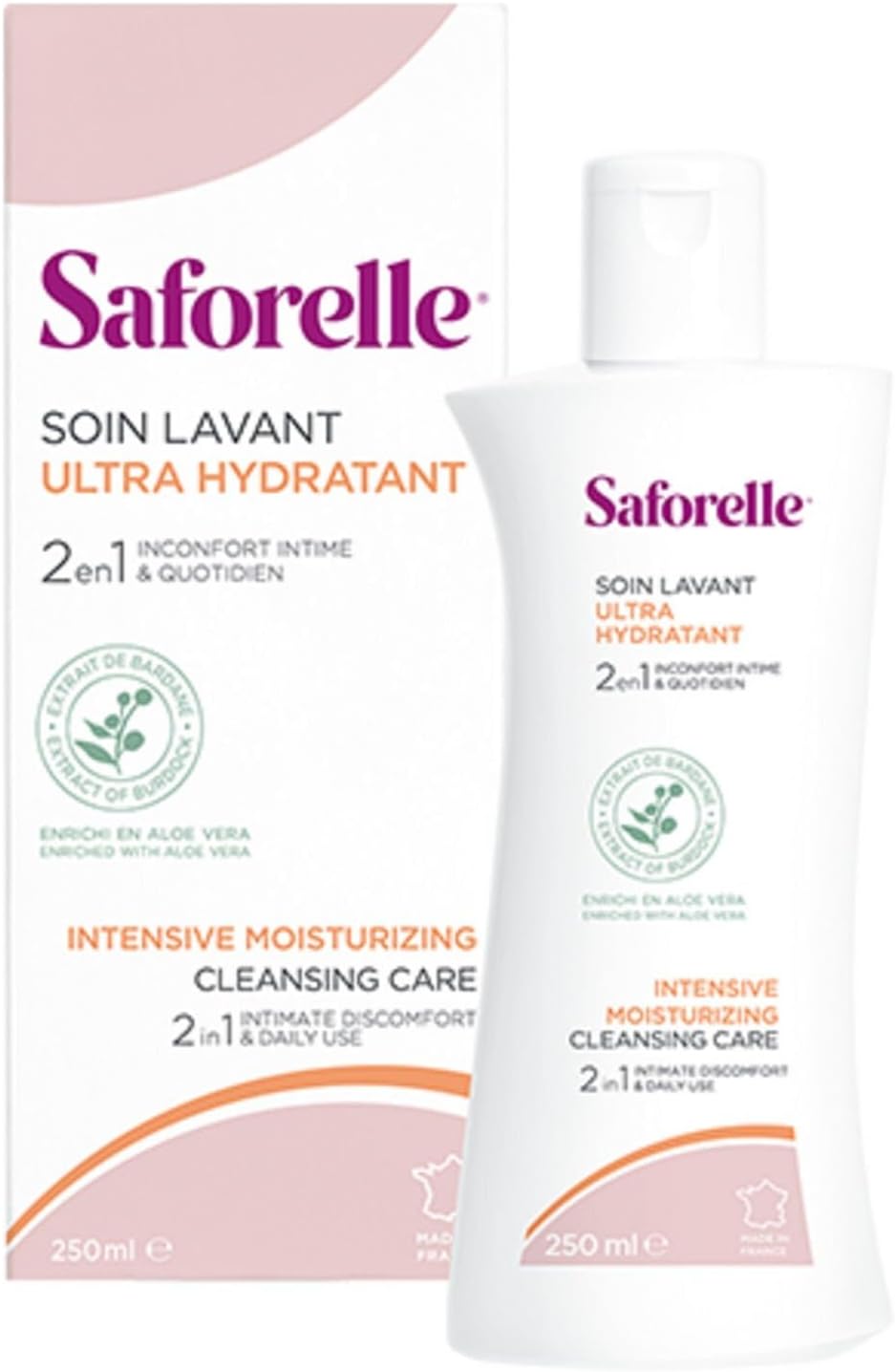 SAFORELLE – Soin Intime Ultra Hydratant à l’Aloe Vera et à la Bardane, Douceur et Protection (250 ml) – Pack de 3 – Vendu par lot