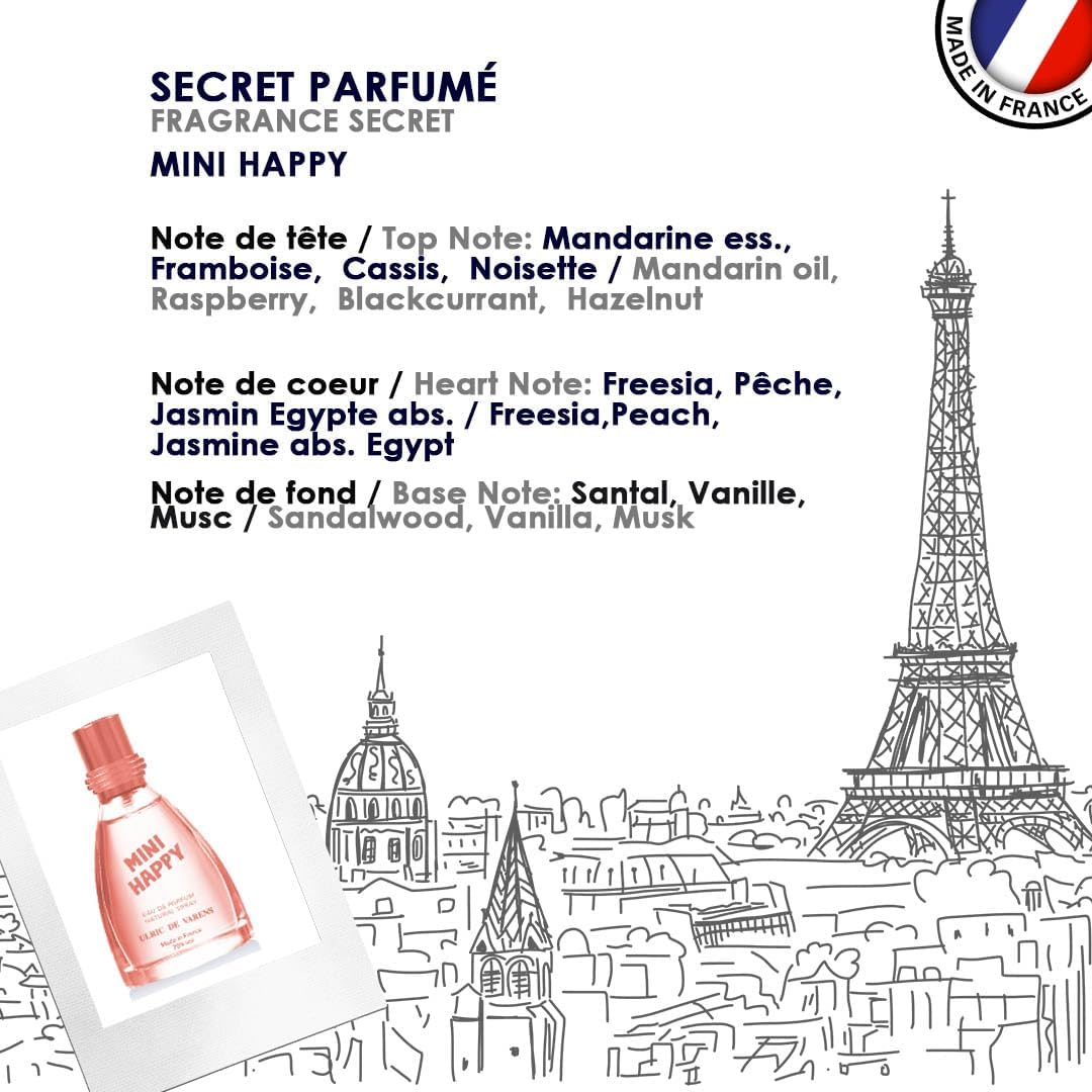 ULRIC DE VARENS - Eau de Parfum Mini Happy - Floral, Fruité, Oriental - Parfum Femme - Vaporisateur - Made in France - 25 ml