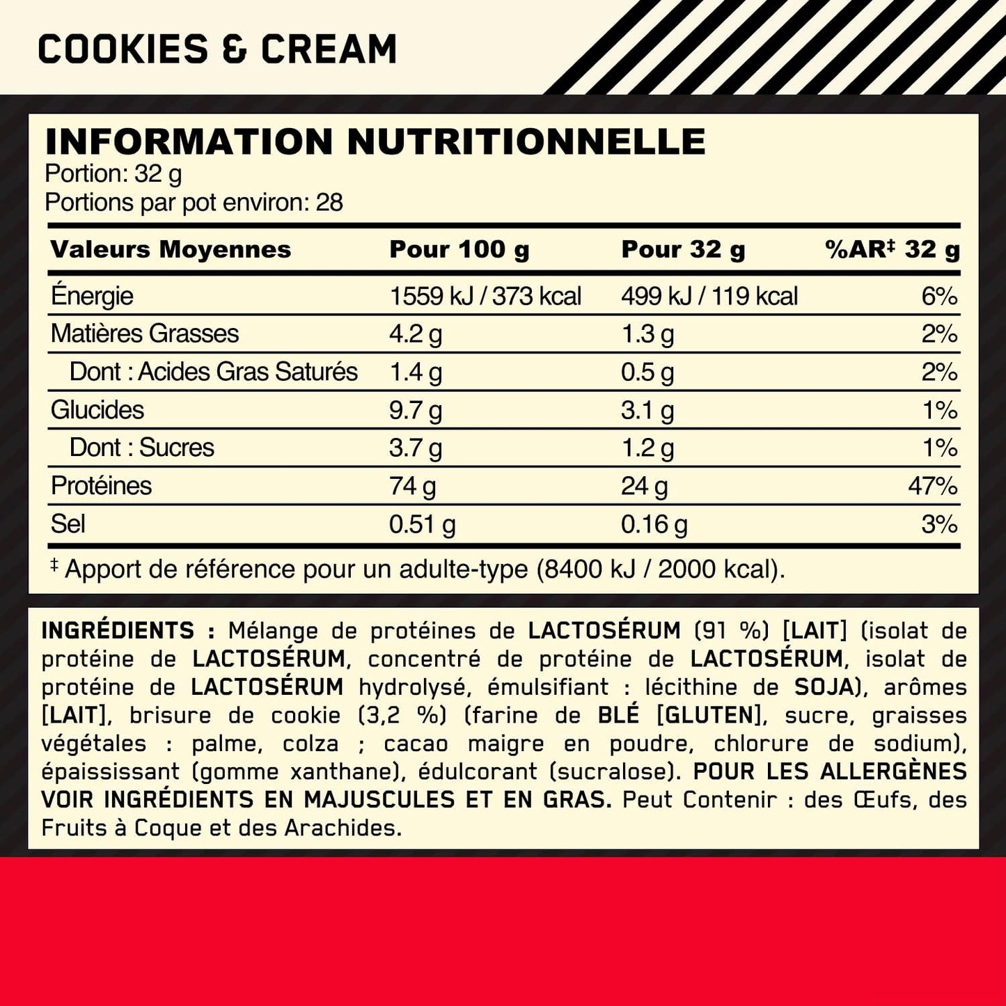 Optimum Nutrition Gold Standard 100% Whey Protéine en Poudre, 896 g