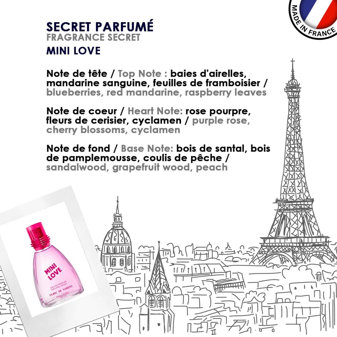 ULRIC DE VARENS - Eau de Parfum Mini Love - Floral Et Fruité - Parfum Femme - Vaporisateur - Made in France - 25 ml