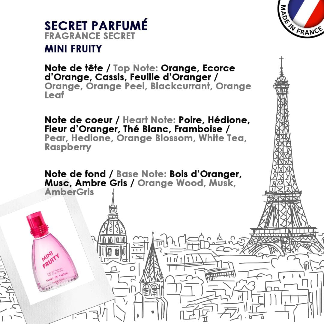 ULRIC DE VARENS - Eau de Parfum Mini Fruity - Hespéridé, Orange, Fruité, Musqué - Parfum Femme - Vaporisateur - Made in France - 25 ml