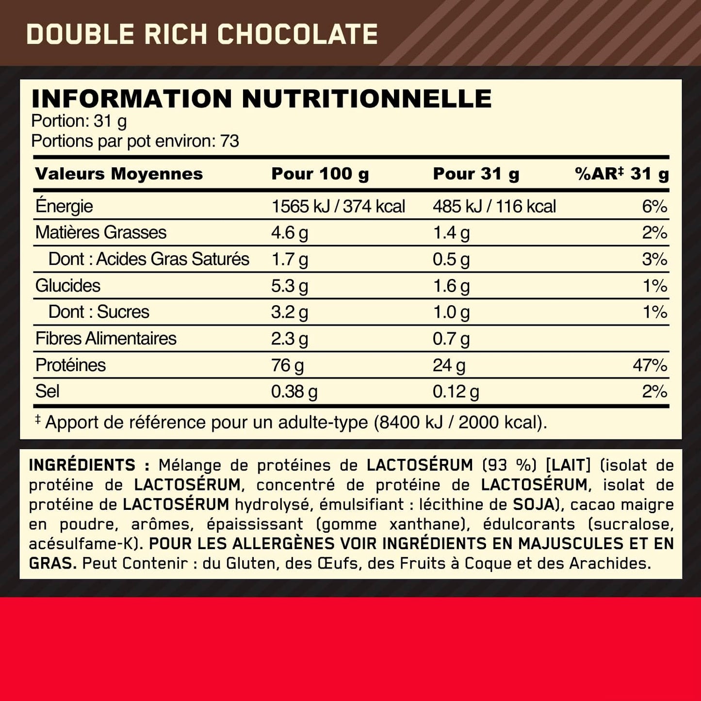 Optimum Nutrition Gold Standard 100% Whey Protéine en Poudre, 2,26 kg