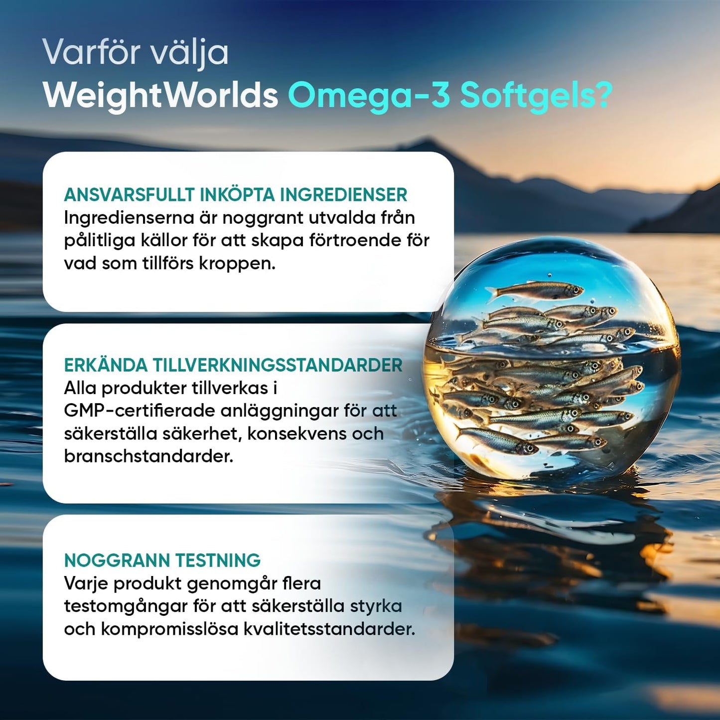 Oméga 3 Huile de Poisson Gélules 2000mg, 240 Gélules Fish Oil Omega 3