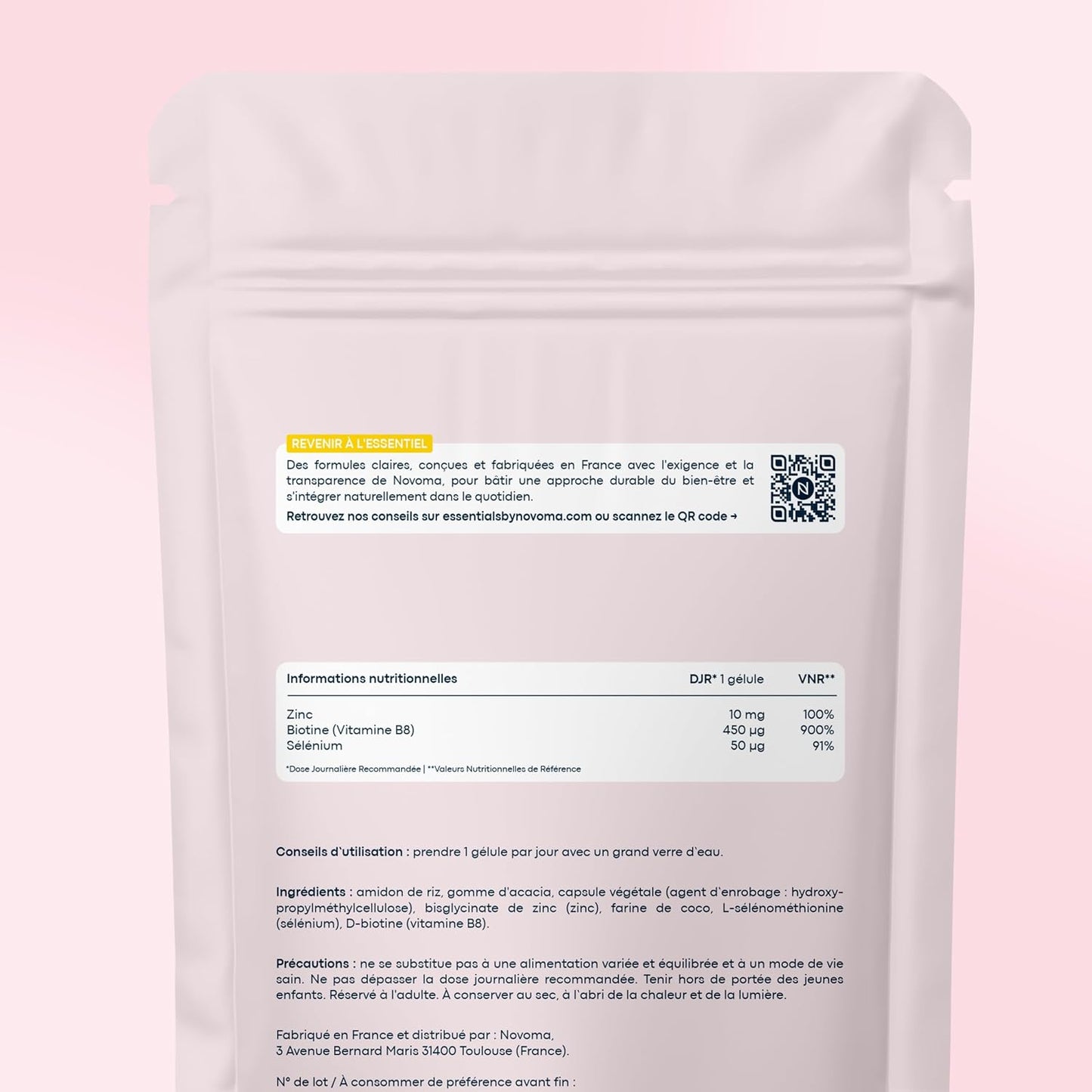 Biotine 450 µg + Sélénium et Zinc, 60 Gélules Végétales - 2 Mois