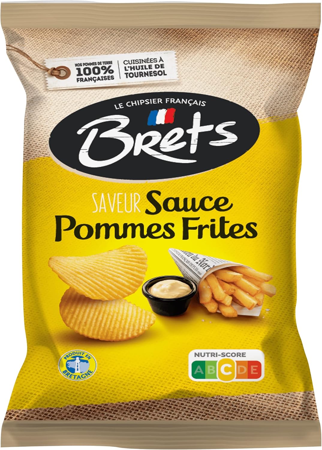CHIPS BRETS ondulées saveur Sauce Pommes Frites 125 G LOT DE 4