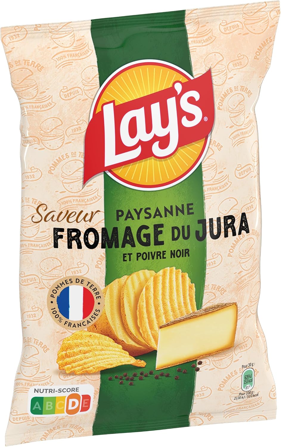 LAY'S Papas Fritas Estilo Casero Sabor Queso del Jura y Pimienta Negra 120g