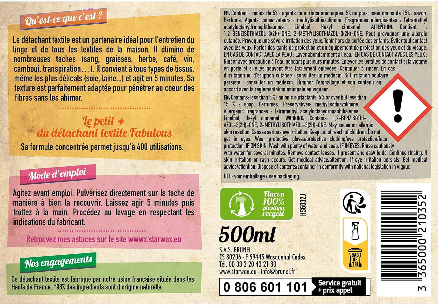 STARWAX FABULOUS Spray détachant fiel de bœuf 500ml