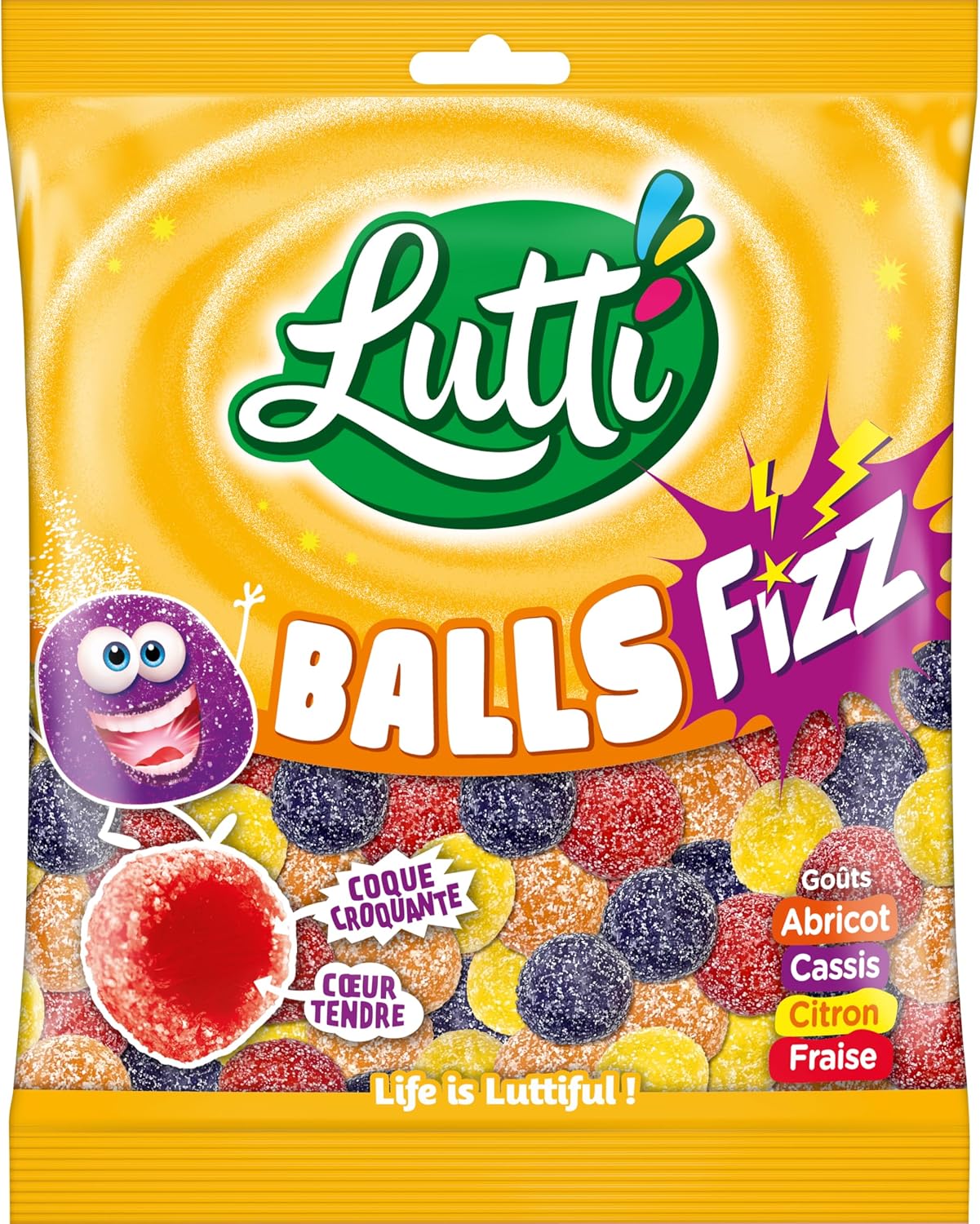 LUTTI Balls Fizz Bonbons Goût Acidulé 100g