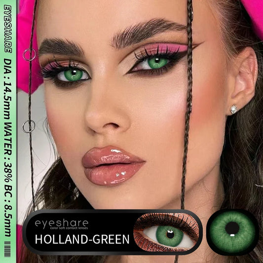 Lentilles de Contact Vertes Naturelles différentes teintes – Couleur Réaliste, Confort Longue Durée (1 Paire / 1 An)