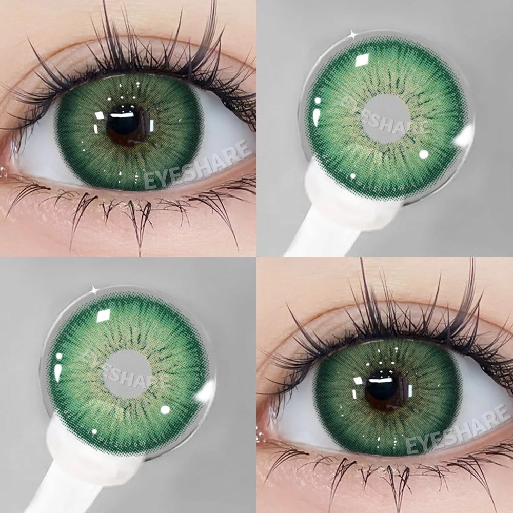 Lentilles de Contact Vertes Naturelles différentes teintes – Couleur Réaliste, Confort Longue Durée (1 Paire / 1 An)