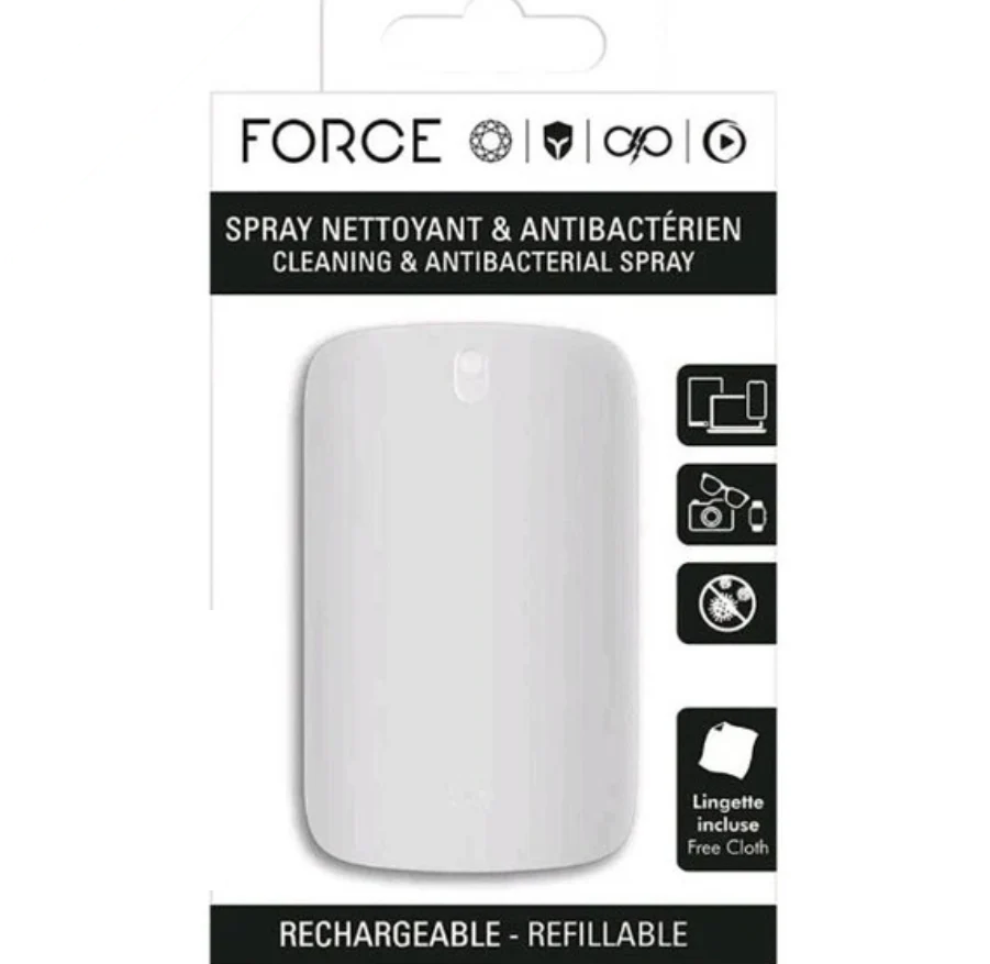 Antibacterial Cleaning Spray 15ml with Fixing Notch White Phone