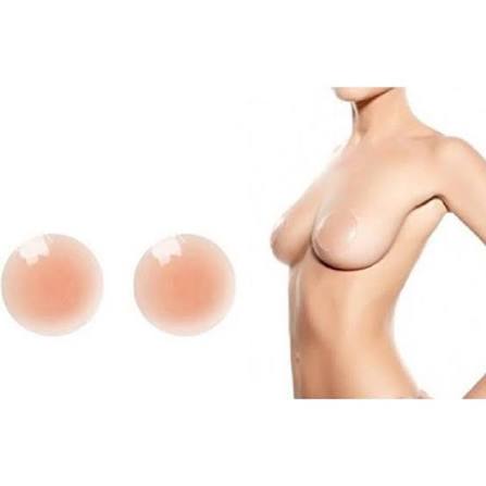 Pair of new soft silicone nipple covers, flesh-colored, round shape