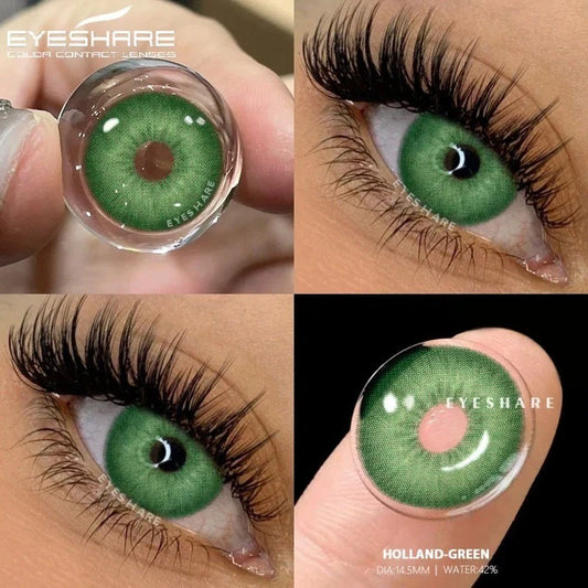 Lentilles de Contact Colorées Marron, Gris, Vert Bleu Effet Naturel 1 an HOLLAND