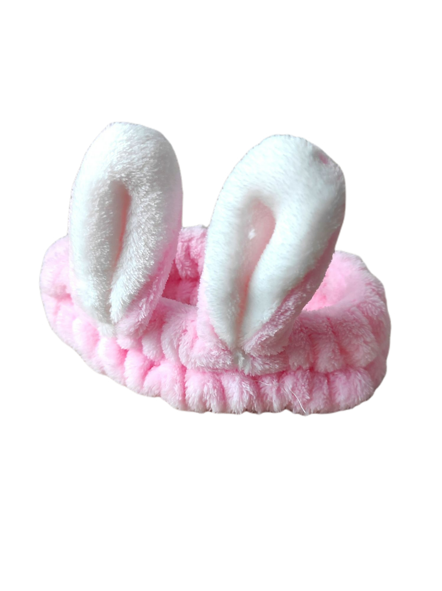 Bandeau élastique pour les cheveux modèle oreilles de lapin couleur rose, ultra doux, taille unique et adaptable. Lavable en machine à laver.