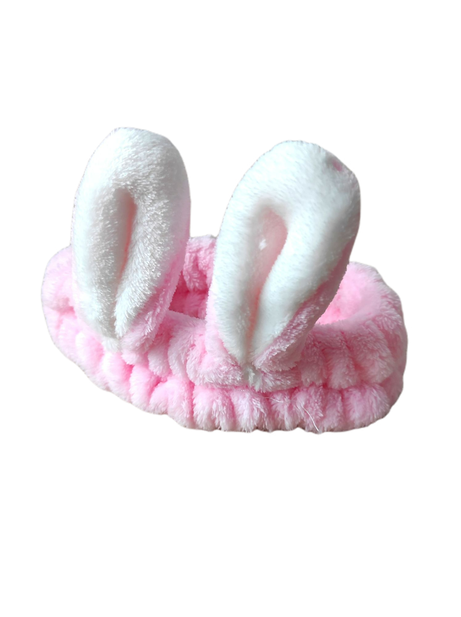 Bandeau élastique pour les cheveux modèle oreilles de lapin couleur rose, ultra doux, taille unique et adaptable. Lavable en machine à laver.