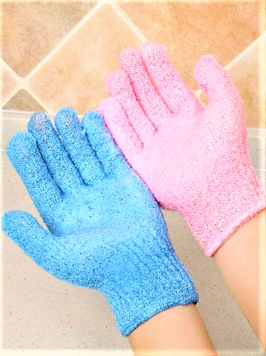 Gant de gommage exfoliant pour le corps bleu bain et douche - Mes Petits Moments