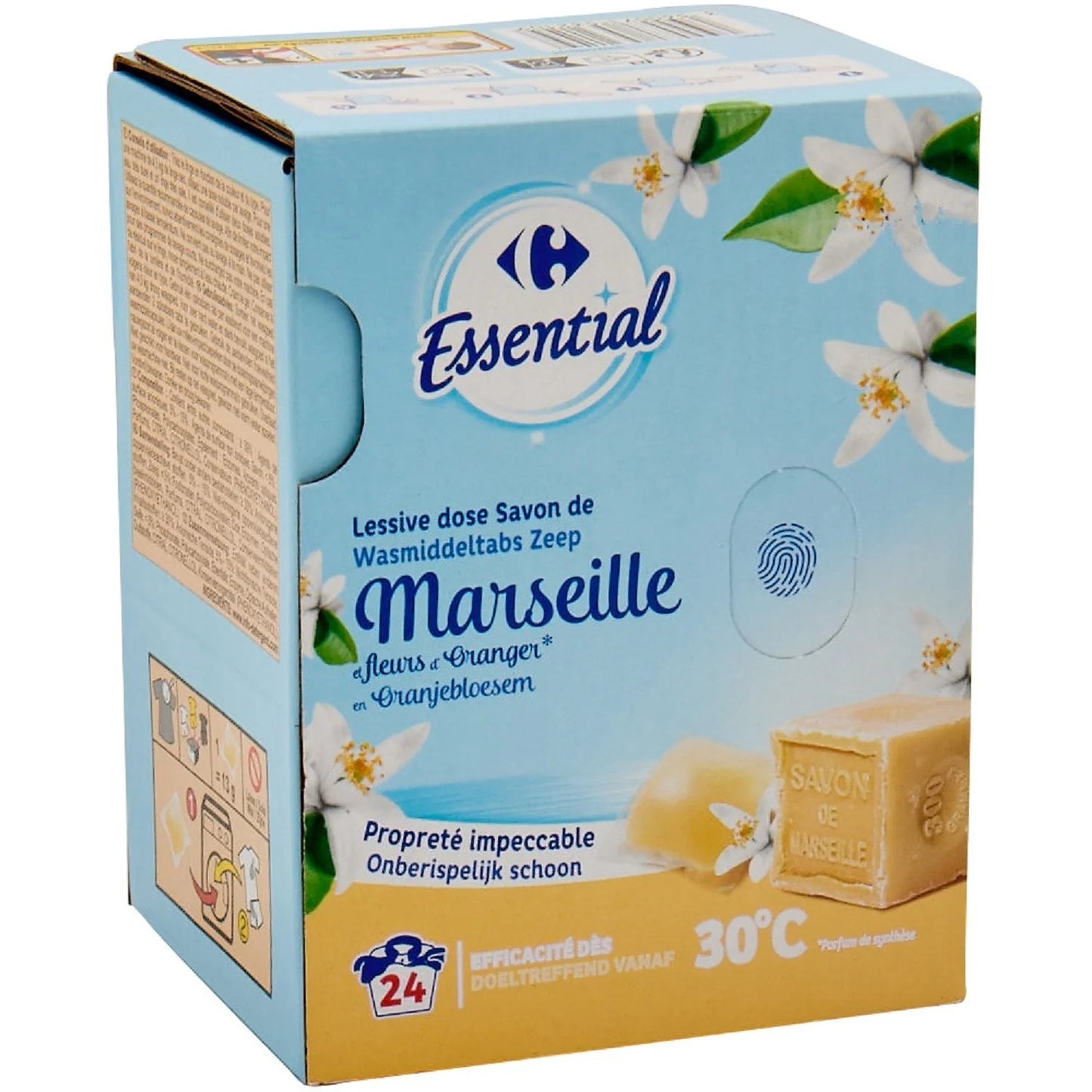 CARREFOUR ESSENTIAL Cápsulas de detergente Marsella azahar, pack de x24 - Pack de 3