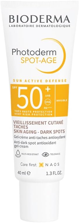 BIODERMA Photoderm Spot-Age SPF50+ Crème solaire très haute protection - Riche en antioxydants, réduit taches brunes et rides - Peaux hyperpigmentées - Recommandée par des dermatologues - Tube 40 ml