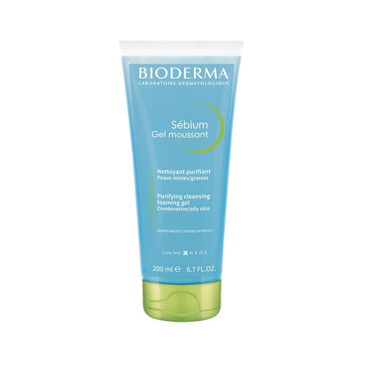 SÉBIUM Gel moussant 200ml | Nettoie et purifie en douceur – Limite la sécrétion du sébum | Peaux sensibles mixtes à grasses