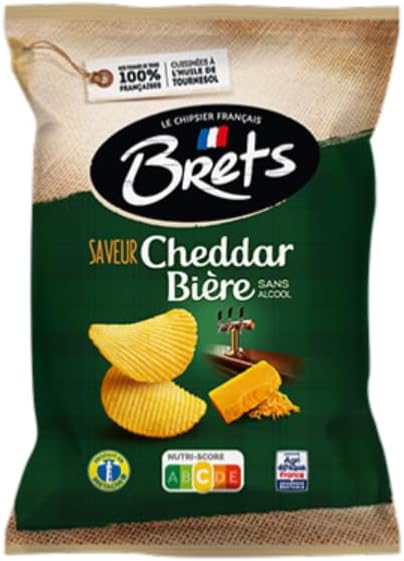 CHIPS BRETS onduladas sabor Chips Brets Cheddar Cerveza - 125 G PACK DE 4