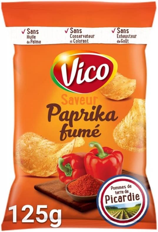 CHIPS CLASSIQUE SAVEUR PAPRIKA FUMÉ 125G, VICO, LOT DE 4