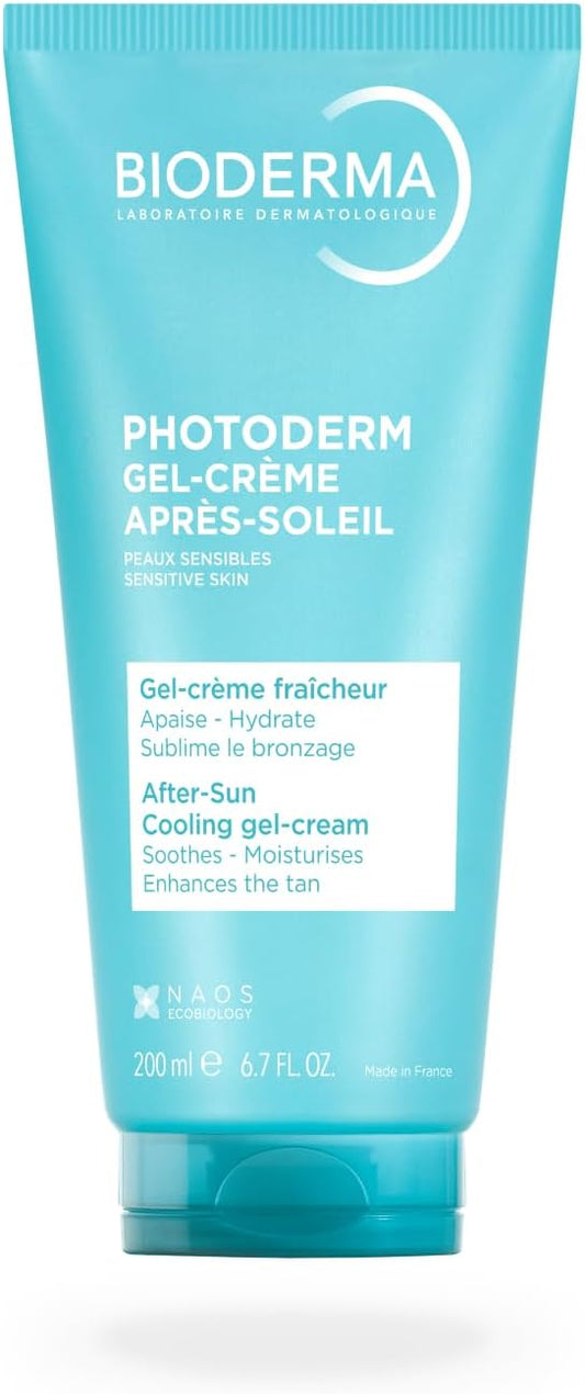 BIODERMA Photoderm Gel-crème après-soleil - Soin hydratant et apaisant - Tous types de peaux, notamment sensibles - Prolonge le bronzage - Tube 200 ml