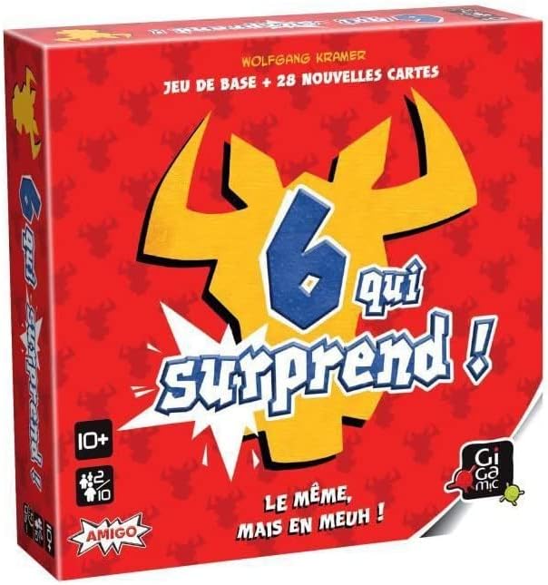 GIGAMIC - 6 Qui Surprend ! - Jeux de société - Jeux de cartes dès 10 ans - Jeu d'ambiance pour enfant, famille et amis - 28 Cartes Spéciales - De 2 à 10 joueurs - 45 Min - Version Française - AMZIX
