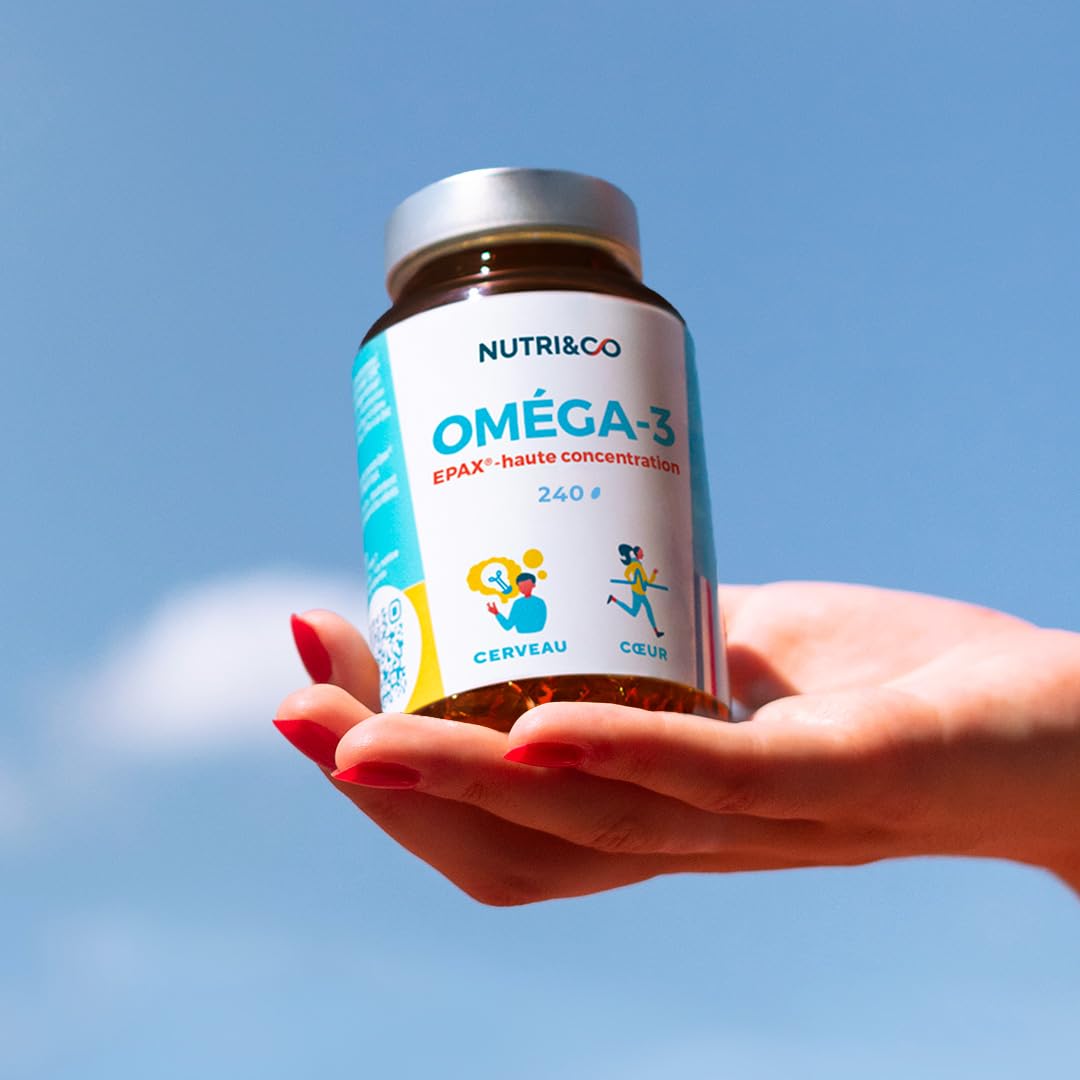 NUTRI&CO Omega 3 Huile de Poisson EPAX® EPA DHA | Cerveau Vision | 120 Caps