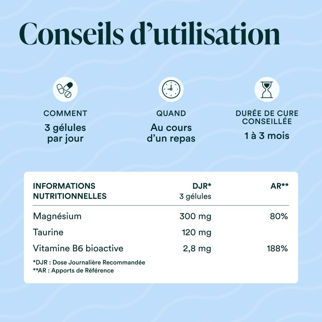 NOVOMA Magnésium Bisglycinate 300 mg + Taurine & Vitamine B6 - Fatigue et Système Nerveux - 60 gélules pour 20 jours - Magnésium Haute Absorption - Fabriqué en France