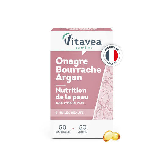 Vitavea Bien-être - Onagre Bourrache - 2 Huiles, Beauté Peau - Cure 2 mois